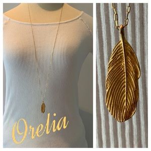 ORELIA Gold Feather Necklace